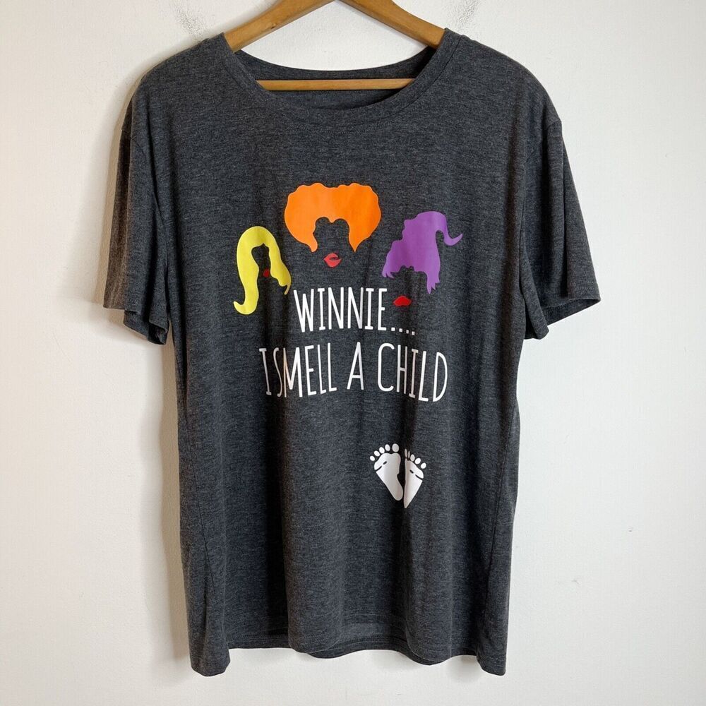 Heyo Women’s Hocus Pocus Maternity T-Shirt Size L Gray Sanderson Sisters Graphic - Picture 2 of 6